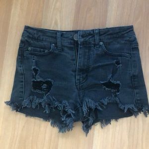 Aeropostale Black Distressed High Waisted Shorts